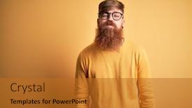  Presentation with irish - Slide deck with handsome-irish-redhead-man background and a gold colored foreground