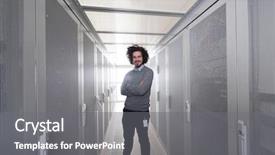  Presentation with datacenter - Presentation consisting of handsome it engeneer in datacenter background and a gray colored foreground