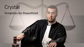  Presentation with decision making - Slide set featuring gowns - young handsome judge in black background and a light gray colored foreground