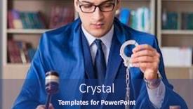  Presentation with courtroom - Presentation design enhanced with handsome-judge-with-gavel-sitting background and a ocean colored foreground