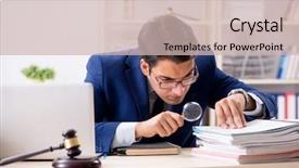  Presentation with court cases - Colorful slide set enhanced with handsome judge working in court backdrop and a soft green colored foreground