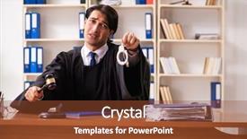  Presentation with court tax - Presentation design with handsome judge working in court background and a tawny brown colored foreground