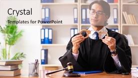  Presentation with court - Colorful presentation theme enhanced with handsome judge working in court backdrop and a lemonade colored foreground