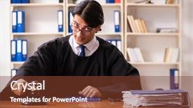  Presentation with court cases - Presentation theme featuring handsome judge working in court background and a tawny brown colored foreground