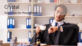  Presentation with young students working in groups - PPT layouts enhanced with handsome judge working in court background and a soft green colored foreground