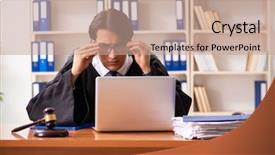  Presentation with court - Slide deck with handsome judge working in court background and a coral colored foreground