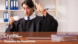  Presentation with court cases - Audience pleasing slide deck consisting of handsome judge working in court backdrop and a tawny brown colored foreground