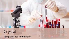  Presentation with testing blood - Cool new presentation with handsome lab assistant testing blood backdrop and a coral colored foreground