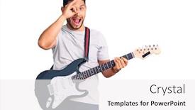  Presentation with electric guitar - Presentation theme featuring handsome-latin-american-young-man background and a white colored foreground