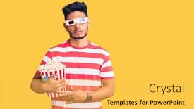  Presentation with movies - Colorful presentation theme enhanced with handsome-latin-american-young-man backdrop and a yellow colored foreground