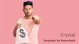  Presentation with latin america cinema - Presentation design enhanced with handsome-latin-american-young-man background and a coral colored foreground