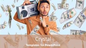  Presentation with latin music - Presentation theme featuring handsome-latin-american-young-man background and a coral colored foreground