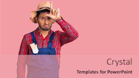  Presentation with handyman - Colorful presentation design enhanced with handsome-latin-american-young-man backdrop and a lemonade colored foreground