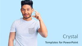  Presentation with fingers - PPT theme enhanced with handsome-latin-american-young-man background and a cool aqua colored foreground