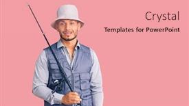  Presentation with fisherman - PPT theme enhanced with handsome-latin-american-young-man background and a coral colored foreground