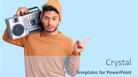  Presentation with latin music - Slide set with handsome-latin-american-young-man background and a cool aqua colored foreground