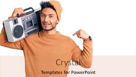  Presentation with latin music - Colorful presentation design enhanced with handsome-latin-american-young-man backdrop and a coral colored foreground