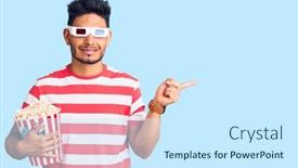  Presentation with movies - Colorful PPT theme enhanced with handsome-latin-american-young-man backdrop and a cool aqua colored foreground