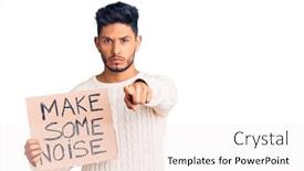  Presentation with noise - PPT theme having handsome-latin-american-young-man background and a sky blue colored foreground