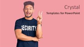  Presentation with security camera - Audience pleasing presentation theme consisting of handsome-latin-american-young-man backdrop and a coral colored foreground