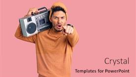  Presentation with latin music - Audience pleasing slide set consisting of handsome-latin-american-young-man backdrop and a coral colored foreground