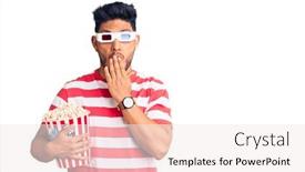  Presentation with movies - Audience pleasing theme consisting of handsome-latin-american-young-man backdrop and a sky blue colored foreground