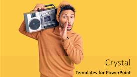  Presentation with latin music - Presentation theme having handsome-latin-american-young-man background and a yellow colored foreground