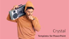  Presentation with latin music - Slide deck having handsome-latin-american-young-man background and a coral colored foreground