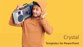  Presentation with latin music - Slide set featuring handsome-latin-american-young-man background and a yellow colored foreground