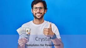  Presentation with amerika latin - Slide set with handsome-latin-man-holding-dollars background and a teal colored foreground