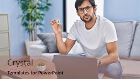  Presentation with attitude - Slide set enhanced with handsome-latin-man-holding-virtual background and a coral colored foreground