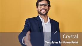  Presentation with friendly - Theme with handsome-latin-man-standing-over background and a ocean colored foreground