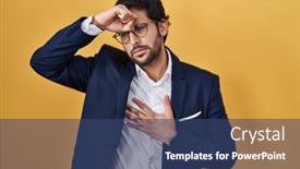  Presentation with flu virus - Presentation theme consisting of handsome-latin-man-standing-over background and a ocean colored foreground