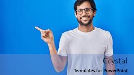  Presentation with finger - Presentation theme featuring handsome-latin-man-standing-over background and a teal colored foreground