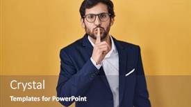  Presentation with secret - Theme with handsome-latin-man-standing-over background and a navy blue colored foreground