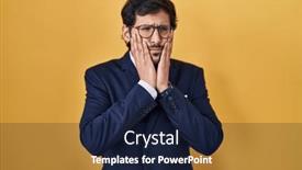  Presentation with sadness - Slides consisting of handsome-latin-man-standing-over background and a navy blue colored foreground