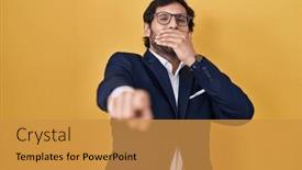  Presentation with shame - PPT theme having handsome-latin-man-standing-over background and a  colored foreground