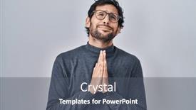  Presentation with praying hands on open bible - Presentation featuring handsome-latin-man-standing-over background and a dark gray colored foreground