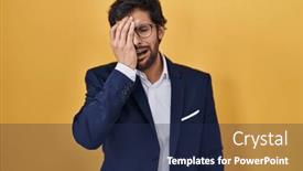  Presentation with face pain - PPT theme enhanced with handsome-latin-man-standing-over background and a  colored foreground