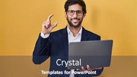  Presentation with working - Slides with handsome-latin-man-working-using background and a navy blue colored foreground