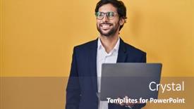  Presentation with working - Theme having handsome-latin-man-working-using background and a  colored foreground
