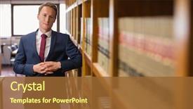  Presentation with university library - Slide set having handsome lawyer in the law background and a tawny brown colored foreground