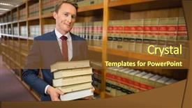  Presentation with law of companies - Slides having handsome lawyer in the law background and a tawny brown colored foreground