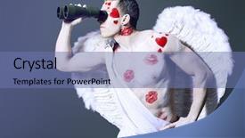  Presentation with angel - Cool new slide set with handsome male angel cupid looking backdrop and a ocean colored foreground