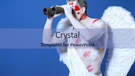  Presentation with angel - Presentation design with handsome male angel cupid looking background and a  colored foreground