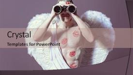  Presentation with angel - Cool new presentation theme with handsome male angel cupid looking backdrop and a coral colored foreground