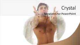  Presentation with angel - Presentation enhanced with handsome male angel shot in a studio background and a light gray colored foreground