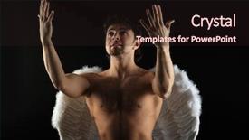  Presentation with angel - Slide deck consisting of handsome male angel shot in a studio background and a wine colored foreground