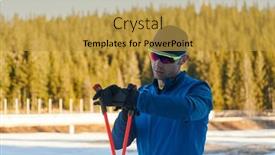  Presentation with smartwatch - PPT theme consisting of handsome-male-athlete-with-cross background and a gold colored foreground