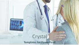  Presentation with male infertility - Slide set featuring handsome male doctor consulting a couple about infertility in his medical office background and a sky blue colored foreground